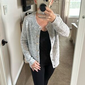 Croft and Barrow Pointelle Button Front Cardigan